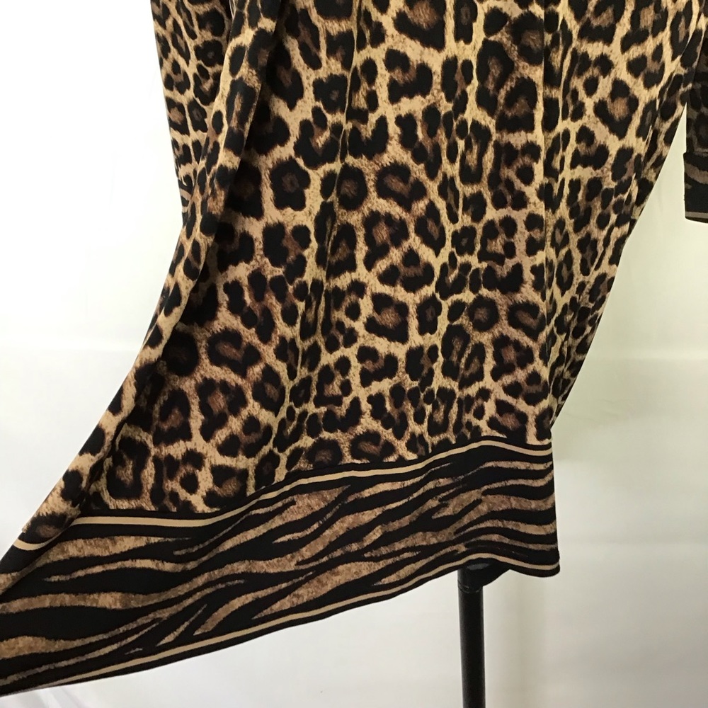 MICHAEL KORS WOMEN LEOPARD/ TIGER SHEATH LONG-SLEEVE DRESS SIZE L GOLD CHAIN - Picture 4 of 8